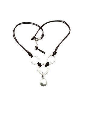 Silpada Sterling Silver Handmade Pearl brown Leather Necklace N1257 Retired